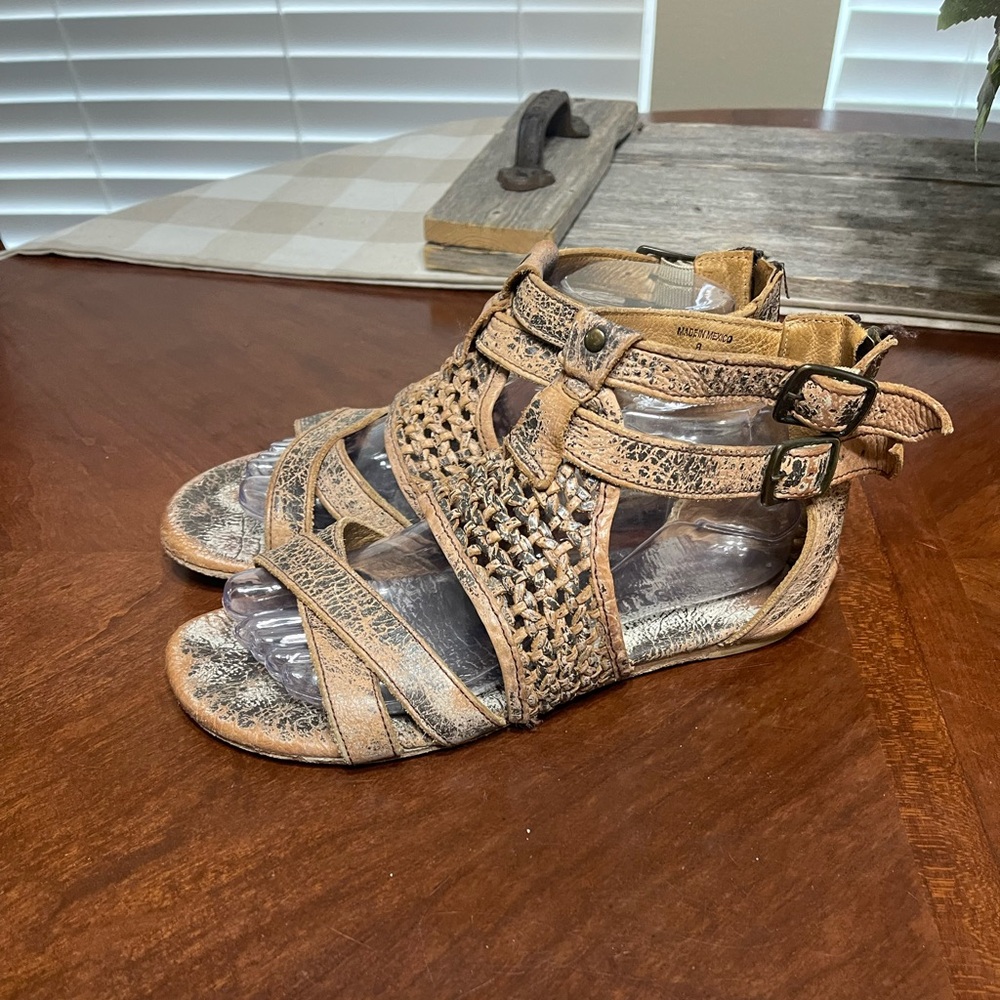 Bed Stu Tan Woven Leather Gladiator Sandals